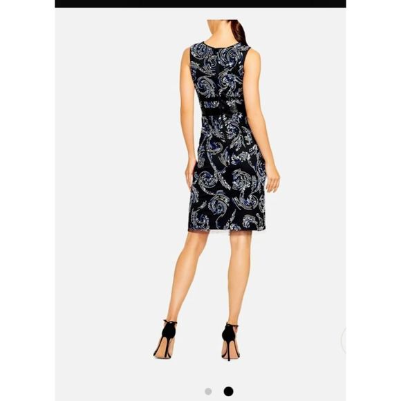 Aidan Mattox V-Neck Black Side Slit Sequined Dress 2 - Picture 2 of 11